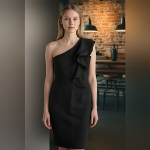 NWT BAOSUU Black One Shoulder Dress